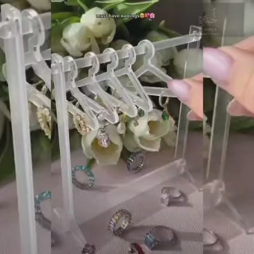 Clear Acrylic Jewelry Organizer Rack with Mini Hangers