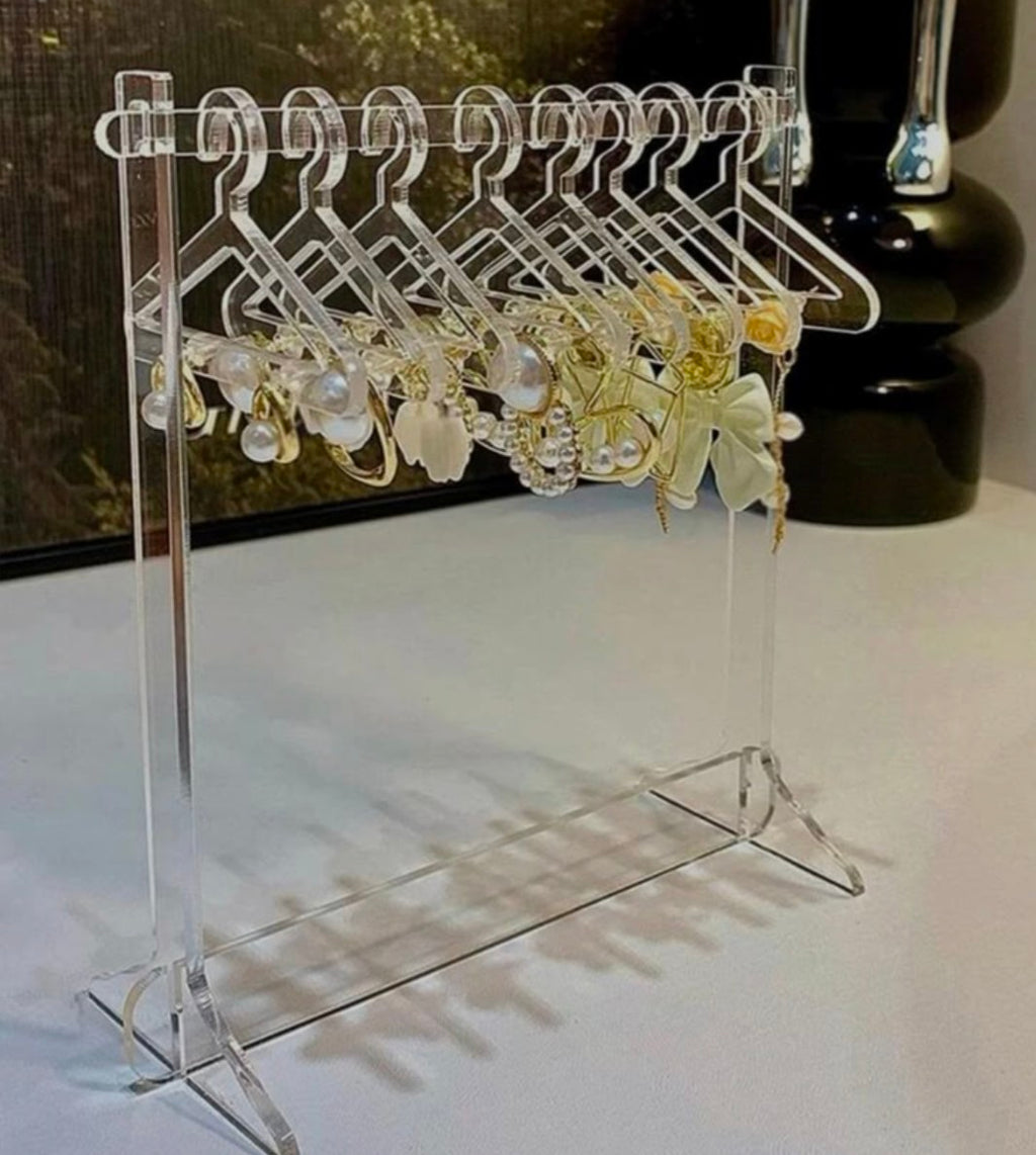 Clear Acrylic Jewelry Organizer Rack with Mini Hangers