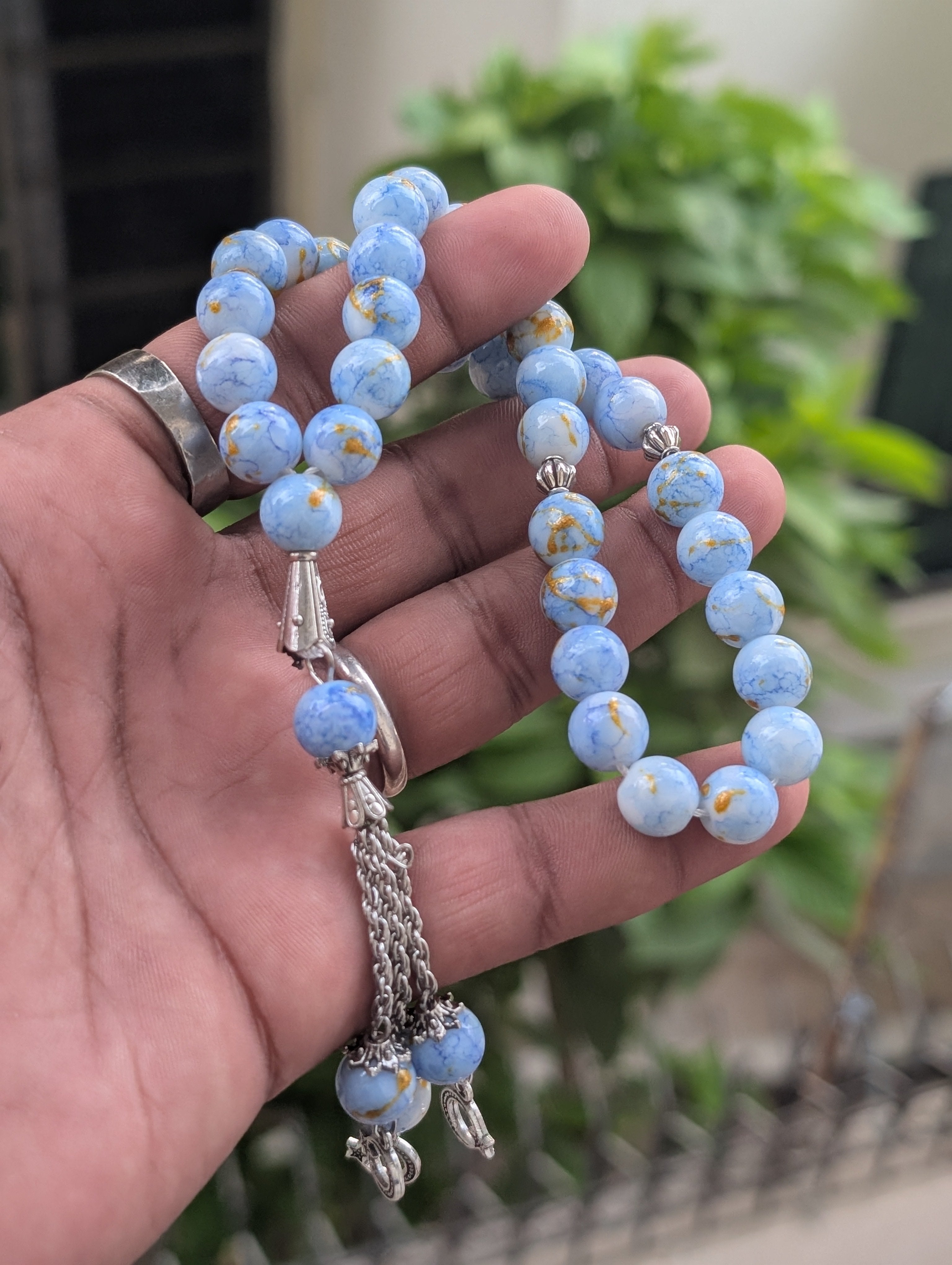 33 beads agate stone copy tasbeeh with china style chain