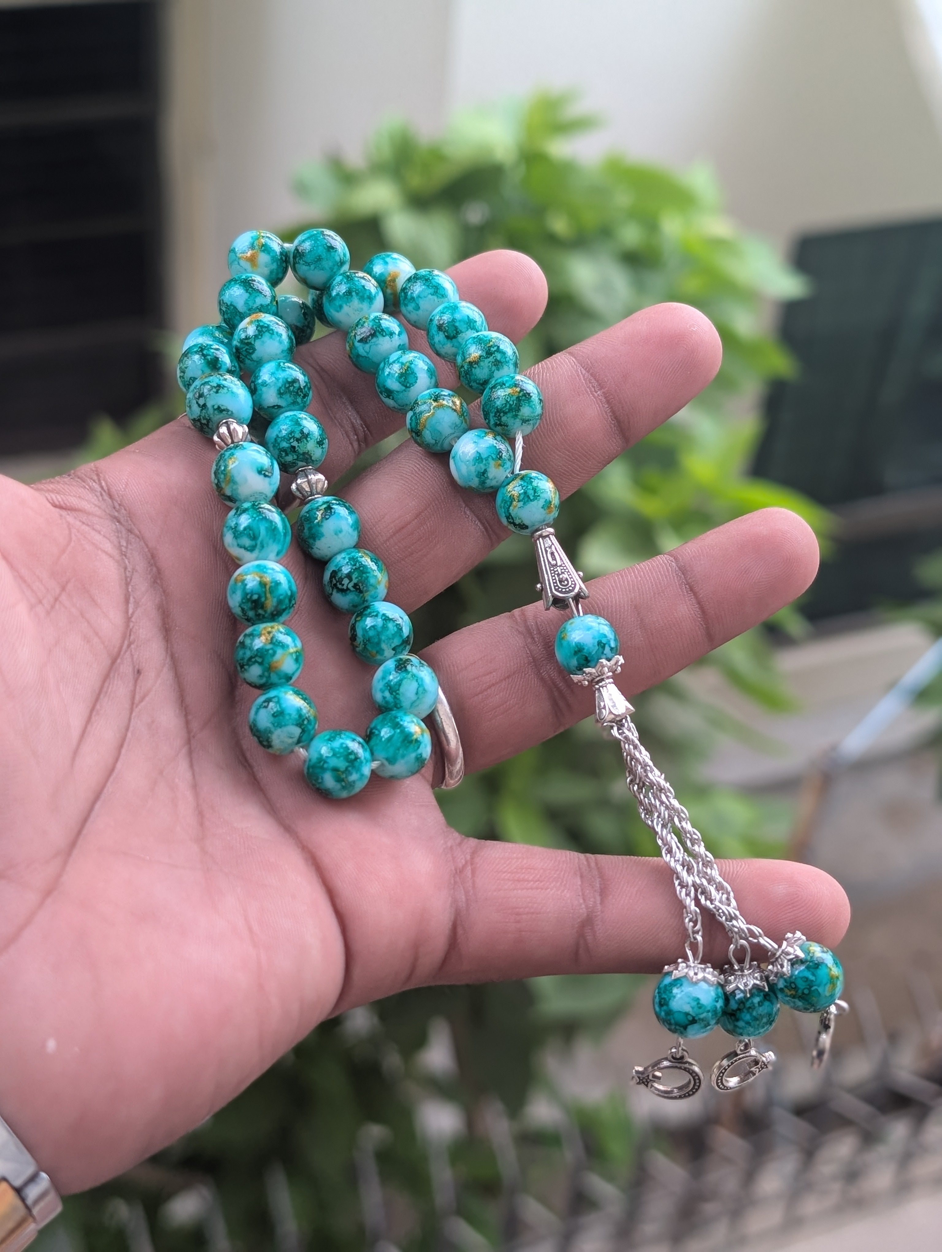 33 beads agate stone copy tasbeeh with china style chain